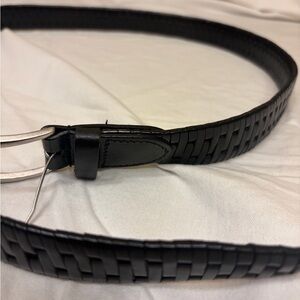 Elegant Black Braided Leather Belt